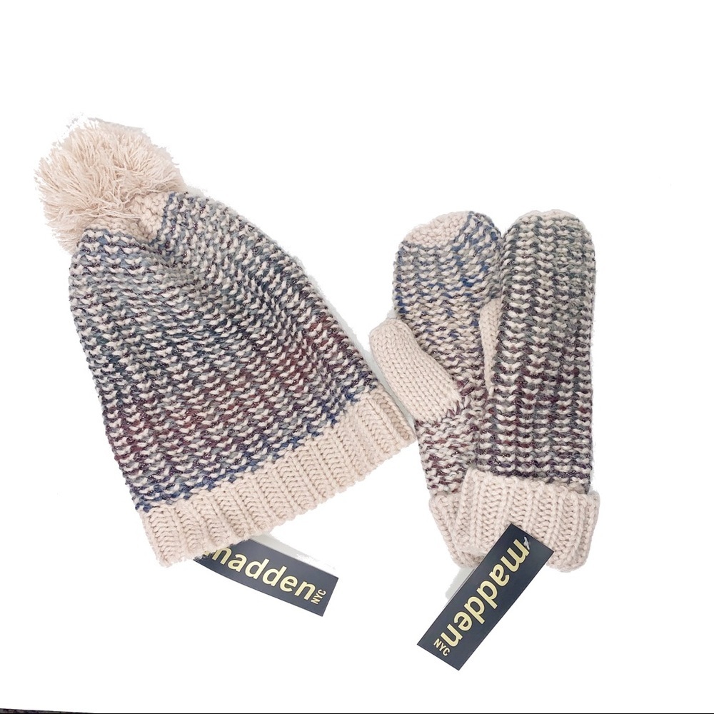 STEVE MADDEN Blush Beanie and Mittens NWT